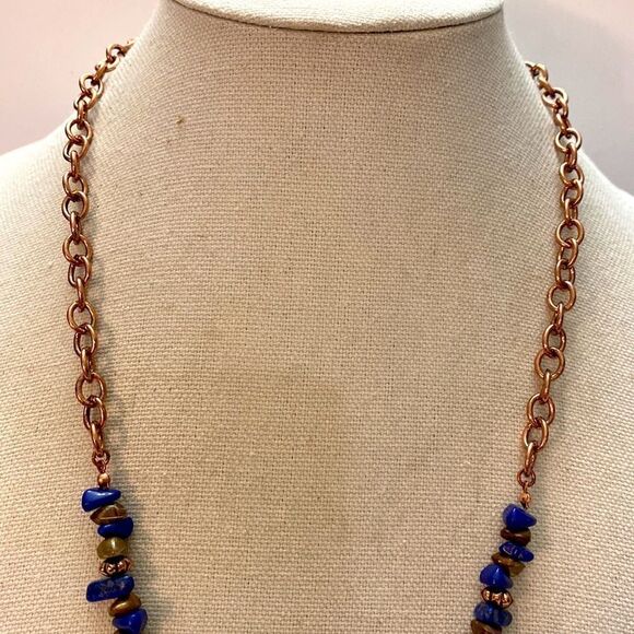 Brown suede fringe mixed faux stones copper color chain extender brand new - Picture 4 of 5